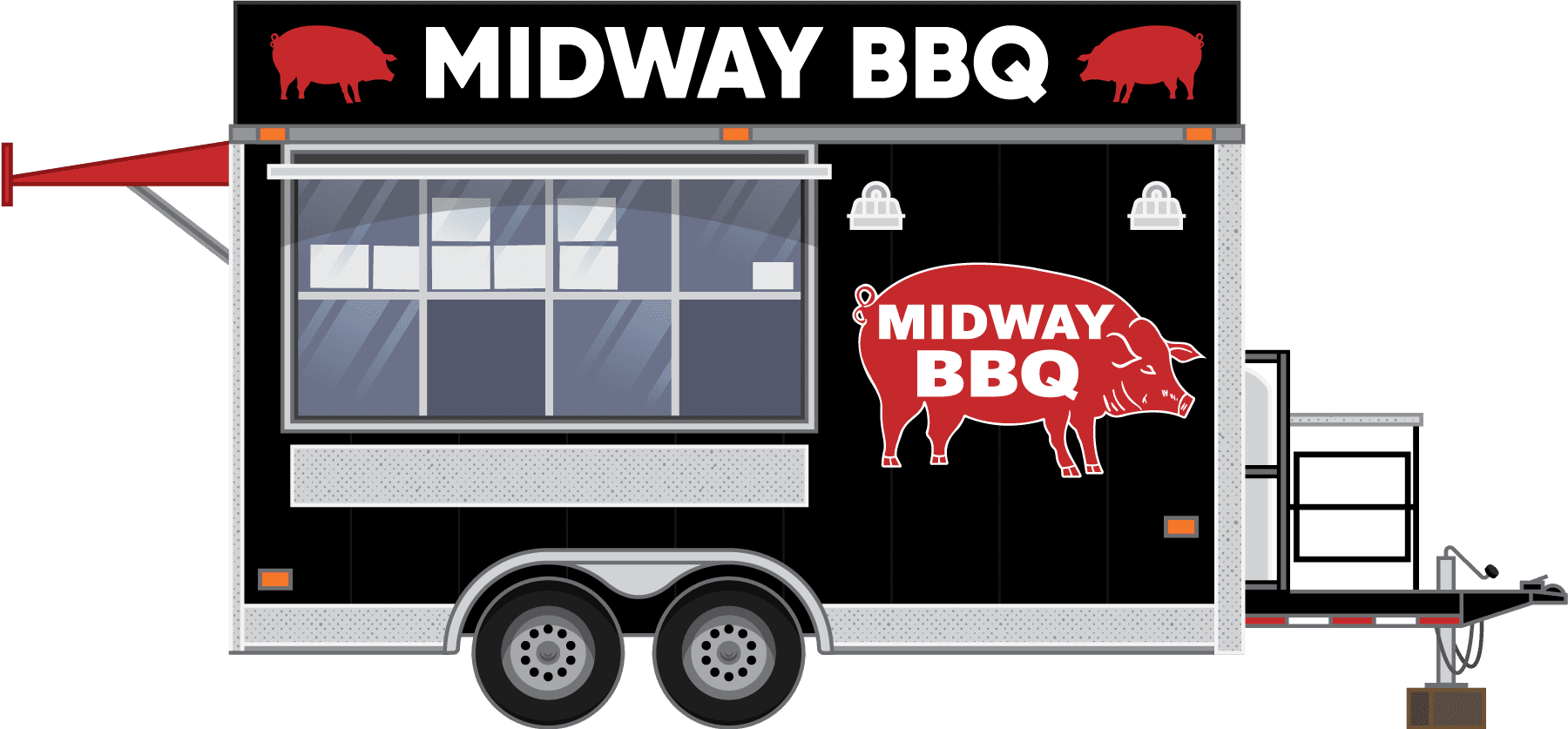 midway bbq foodtruck illustration